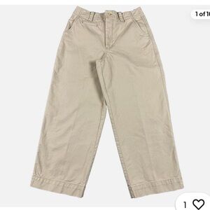 Madewell Women’s Wide Leg Cropped Heavy Cotton Pants Pale Green Boho Buckle